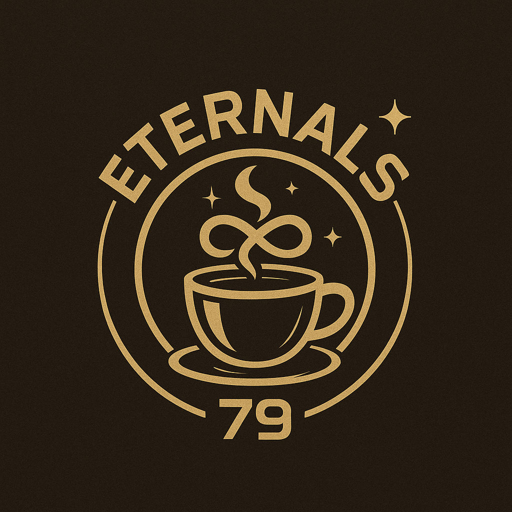 Eternal 79 coffee shop exterior at night in Cihampelas